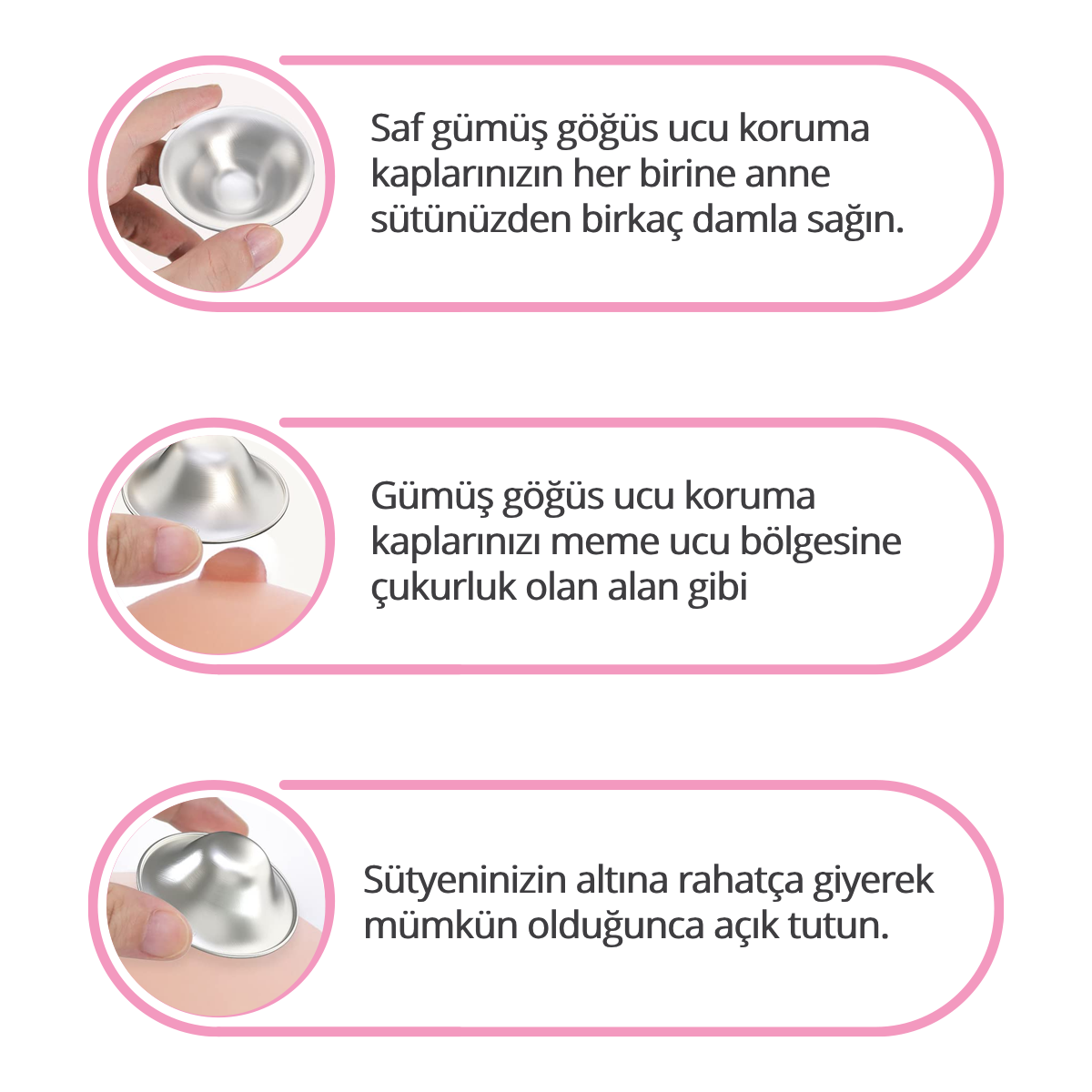 Gümüş Göğüs Ucu Koruma Kapakları
